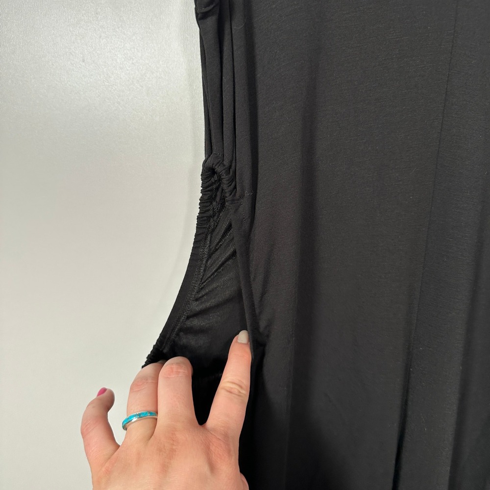 Madison The Label Melody Dress Black V-Neck Side Cut outs Ruched Maxi Large NEW - Picture 3 of 10